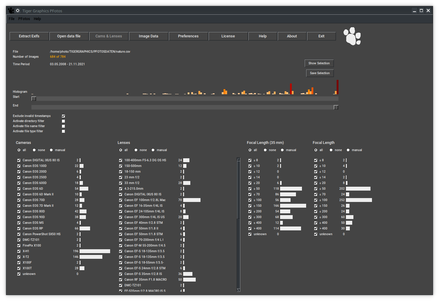 Exclusion of images with invalid time information activated
